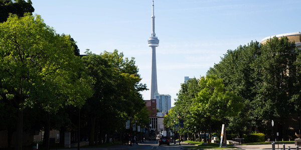 View of CN Tower from front campus